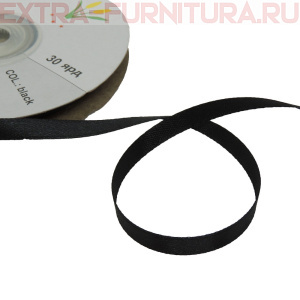 Лента атласная  6 мм  цв. черный, рул. 27,42м