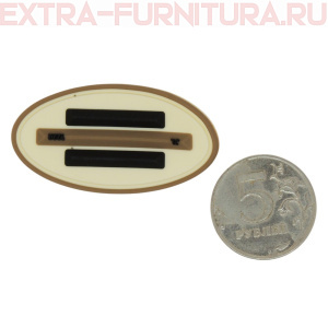 Нашивка силиконовая овал 5*2,5см молочный с коричневой и черными полосами