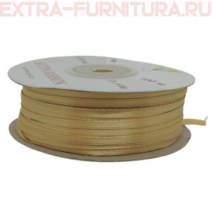 Лента атласная  3 мм  цв.186 светлое золото рул.100м