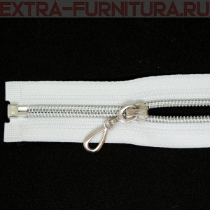Молния спираль декор Т5 75см цв.белый/серебро MaxZipper