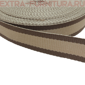 Стропа двухцветная, шир.30мм, цв. коричневый/бежевый, уп.25м, пл. 17 гр/м