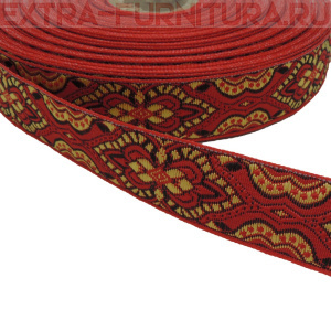 Лента жаккардовая отделочная шир. 24 мм арт. 9192 цв. красный/черный (рул.25м)
