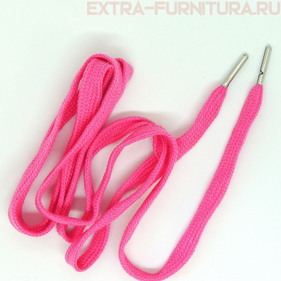 Шнурки плоские 130см, шир.10мм, Хлопок, наконечник металл, цв.темно-розовый