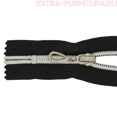 Молния спираль декор Т7 25см цв.черный/серебро н/р