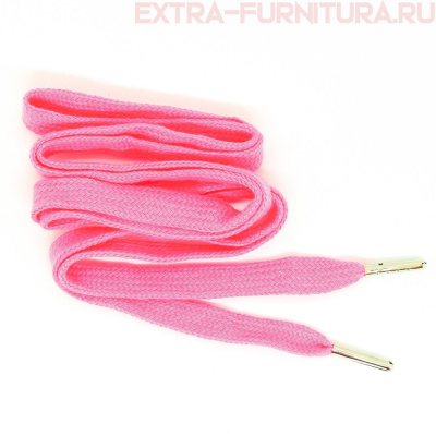 Шнурки плоские 130см, шир.10мм, Хлопок, наконечник металл, цв.ярко-розовый