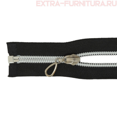 Молния спираль декор Т7 40см цв.черный/серебро