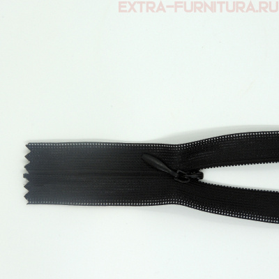 Молния потайная  № 3, 30 см, цв. 322 черный п/э пл.9,3 гр/м